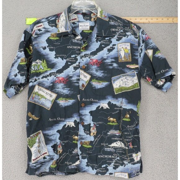 VTG David Carey Originals Alaska Button Down Shirt Adult L All Over Print Casual - Picture 1 of 12